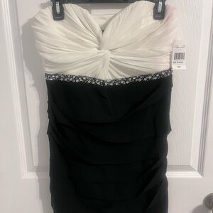 City Triangles Strapless Black and White Dress